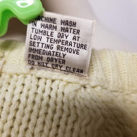 Vintage 70s Cream Cable Knit Acrylic Greek Fisherman Pullover Sweater Woman's Md - Picture 5 of 5